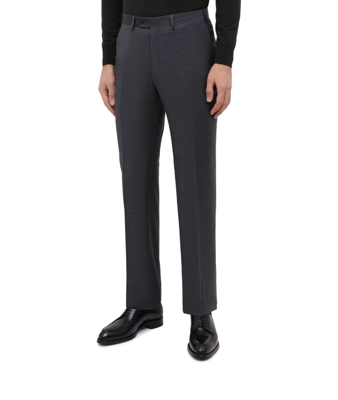 BRIONI Серые шерстяные классические брюки, фото 2