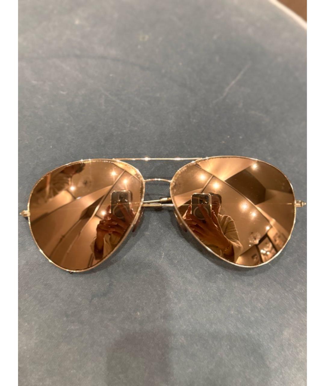 VICTORIA BECKHAM Золотые металлические солнцезащитные очки, фото 4