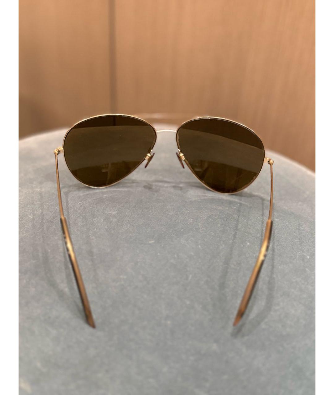 VICTORIA BECKHAM Золотые металлические солнцезащитные очки, фото 3