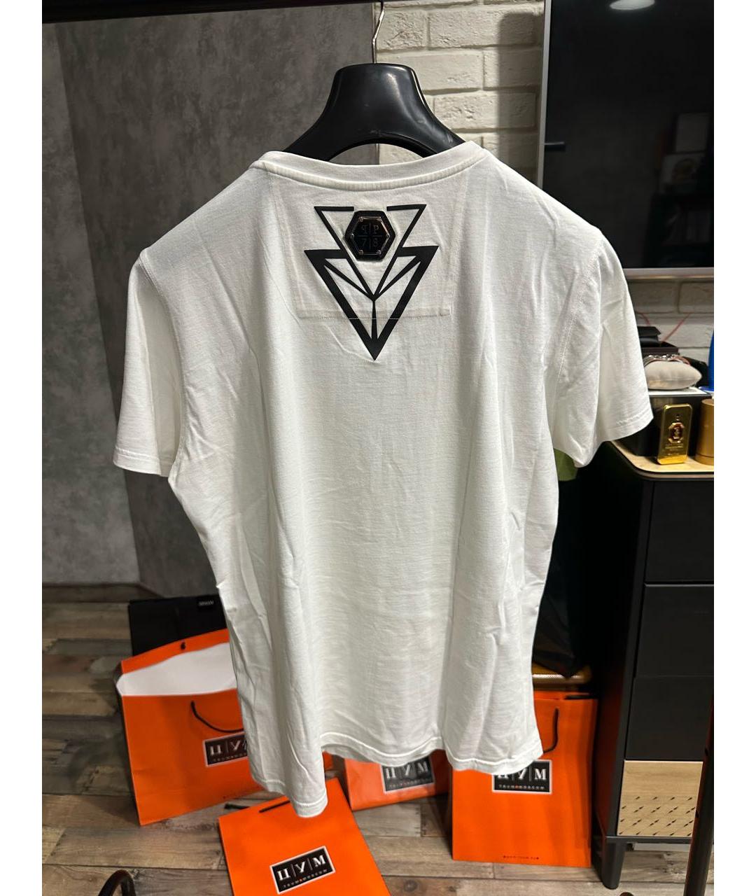 PHILIPP PLEIN Белая хлопковая футболка, фото 2