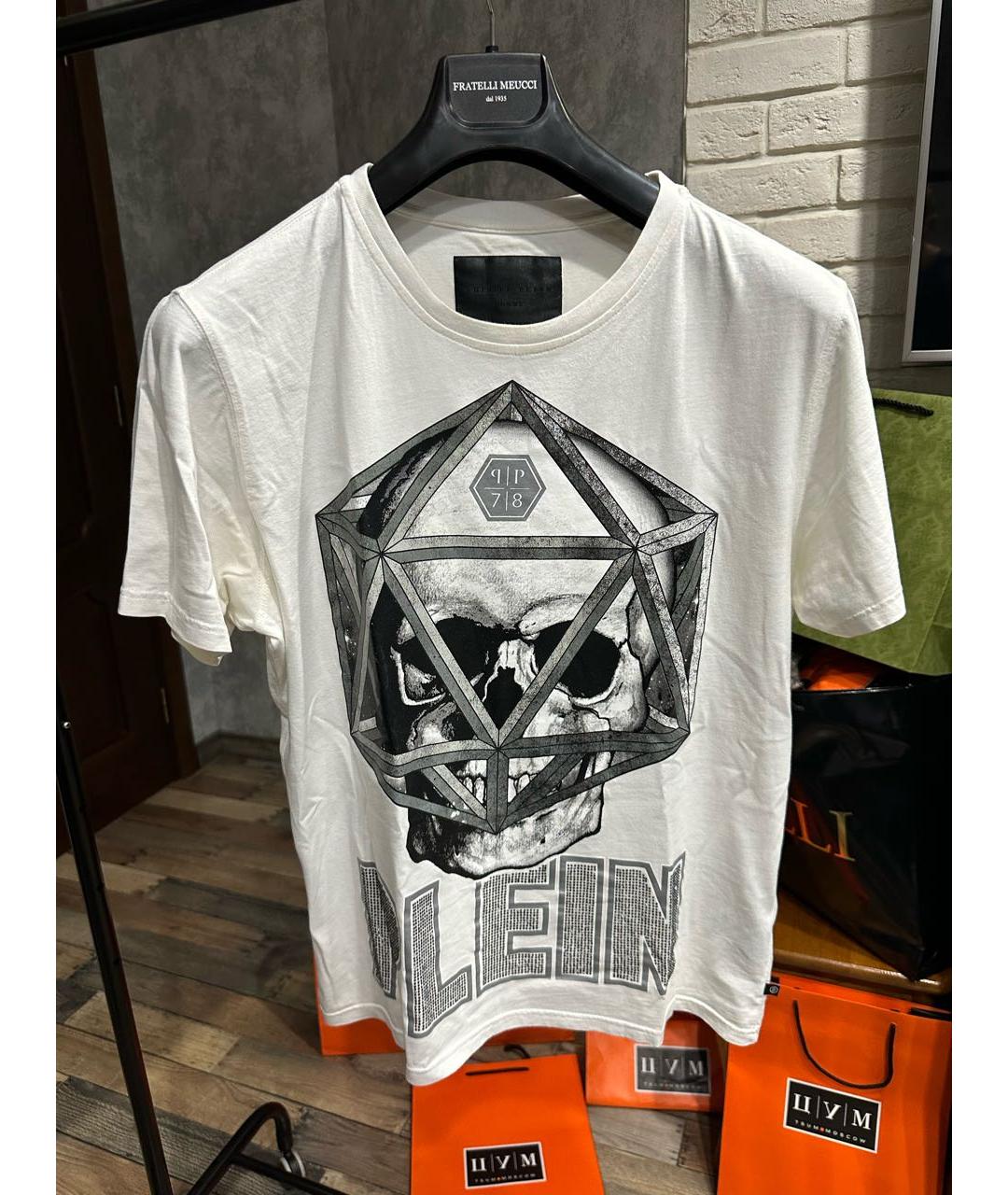 PHILIPP PLEIN Белая хлопковая футболка, фото 9