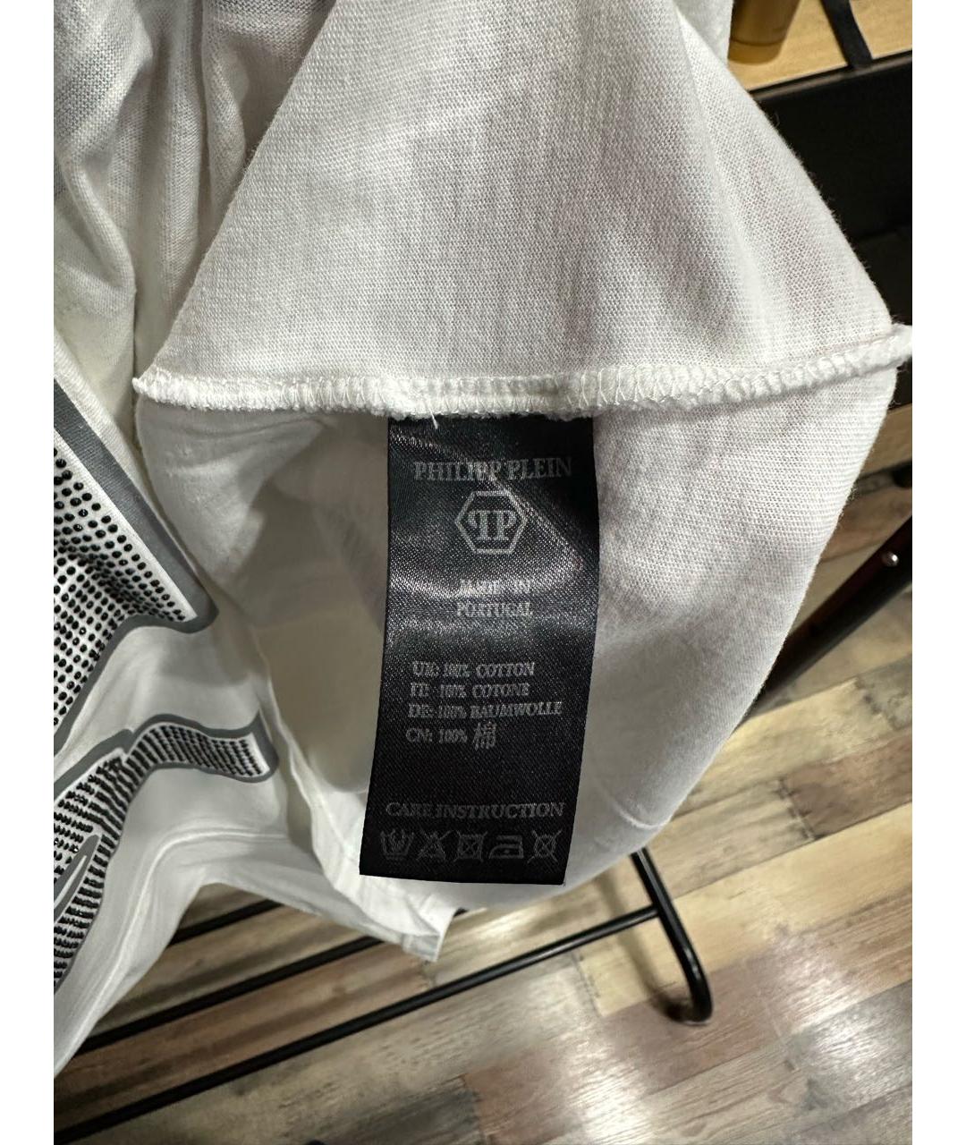 PHILIPP PLEIN Белая хлопковая футболка, фото 8