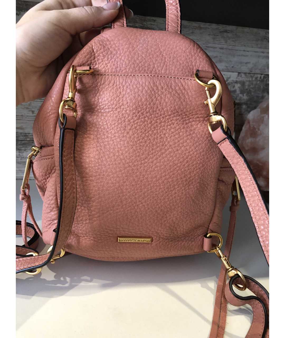 REBECCA MINKOFF Розовый кожаный рюкзак, фото 3