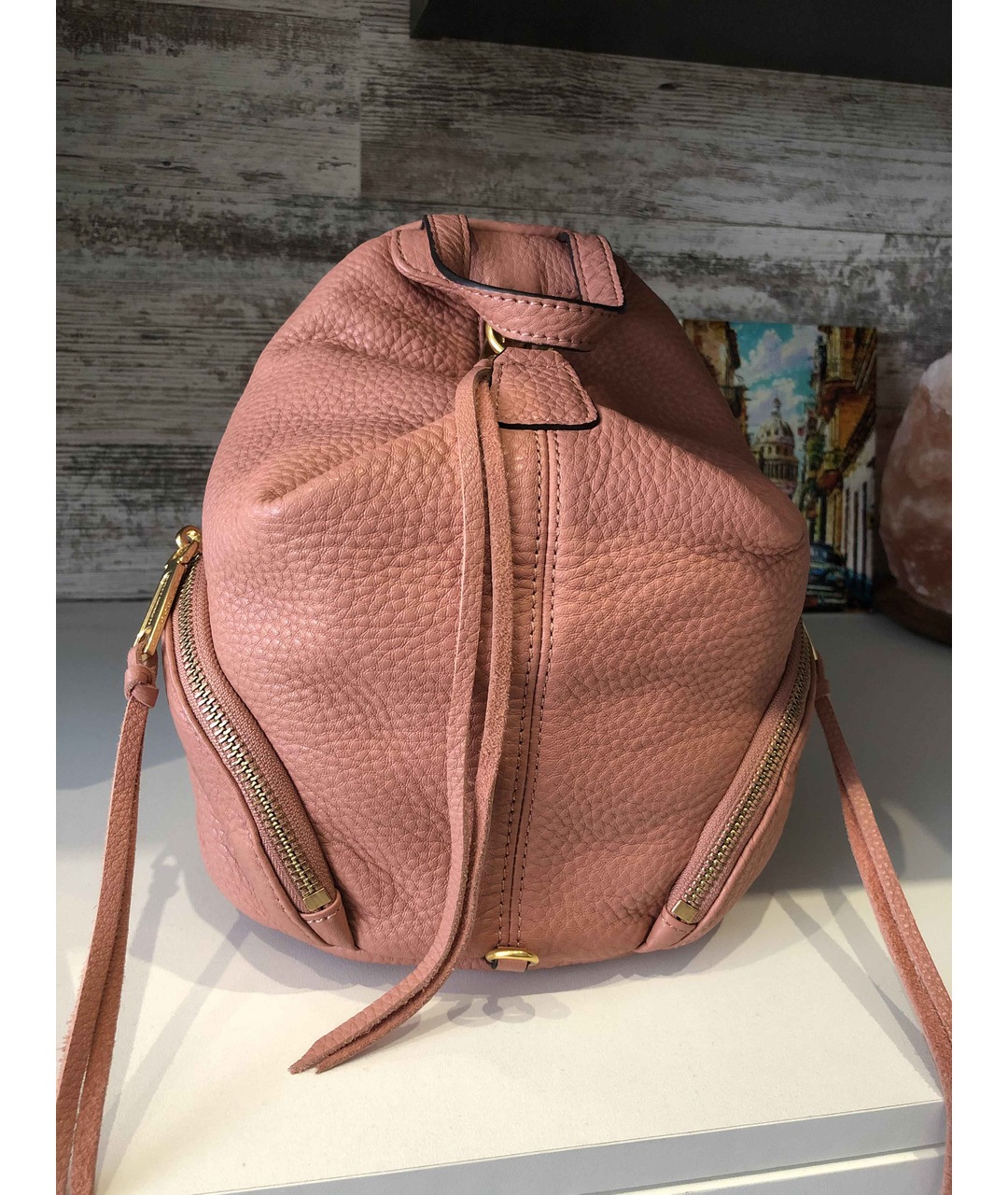 REBECCA MINKOFF Розовый кожаный рюкзак, фото 8