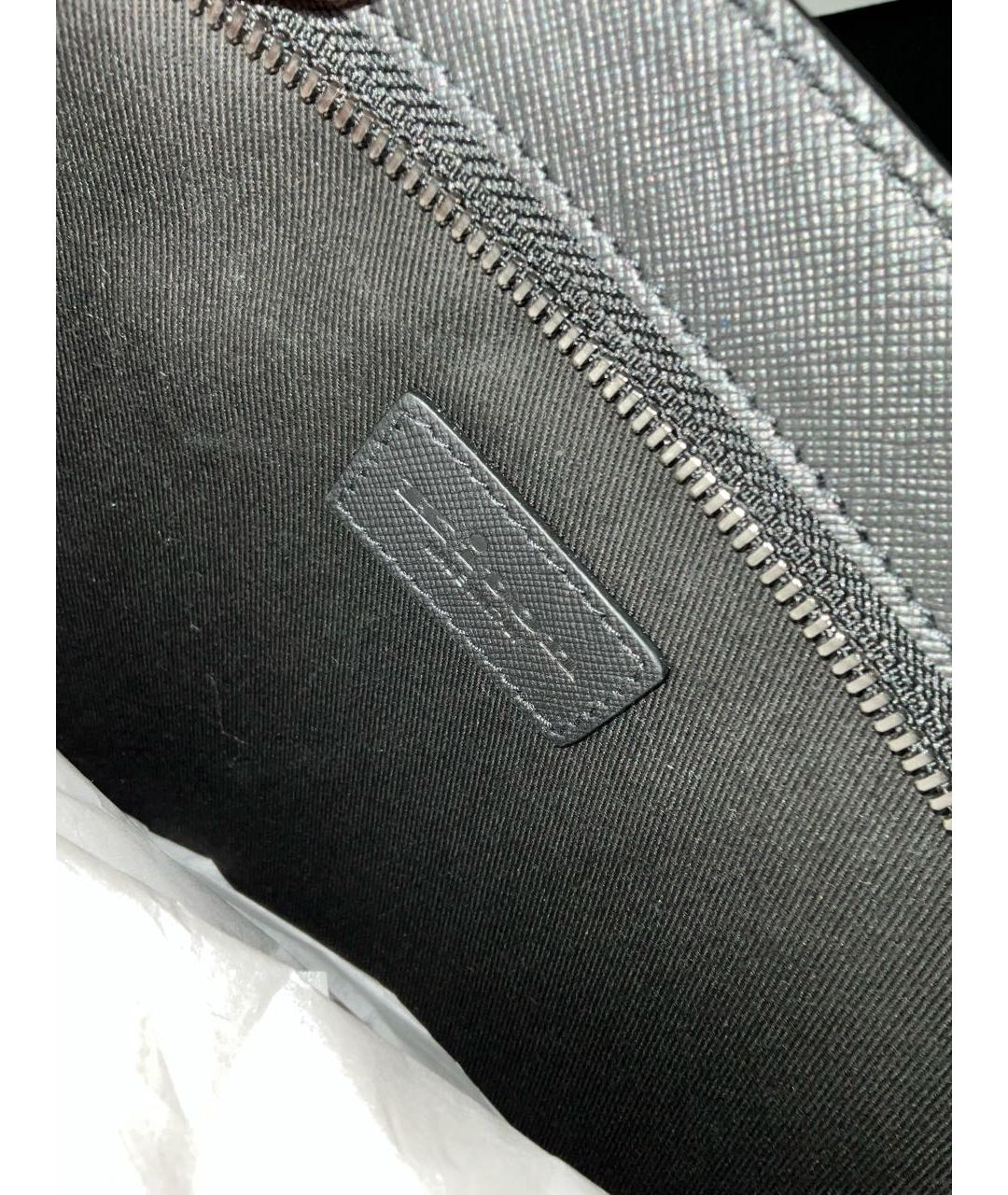 KITON Черная кожаная барсетка, фото 8