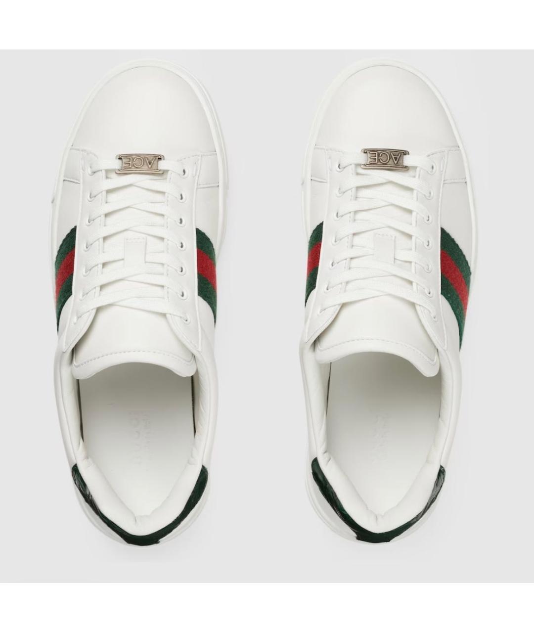 GUCCI Белые кожаные кеды, фото 5