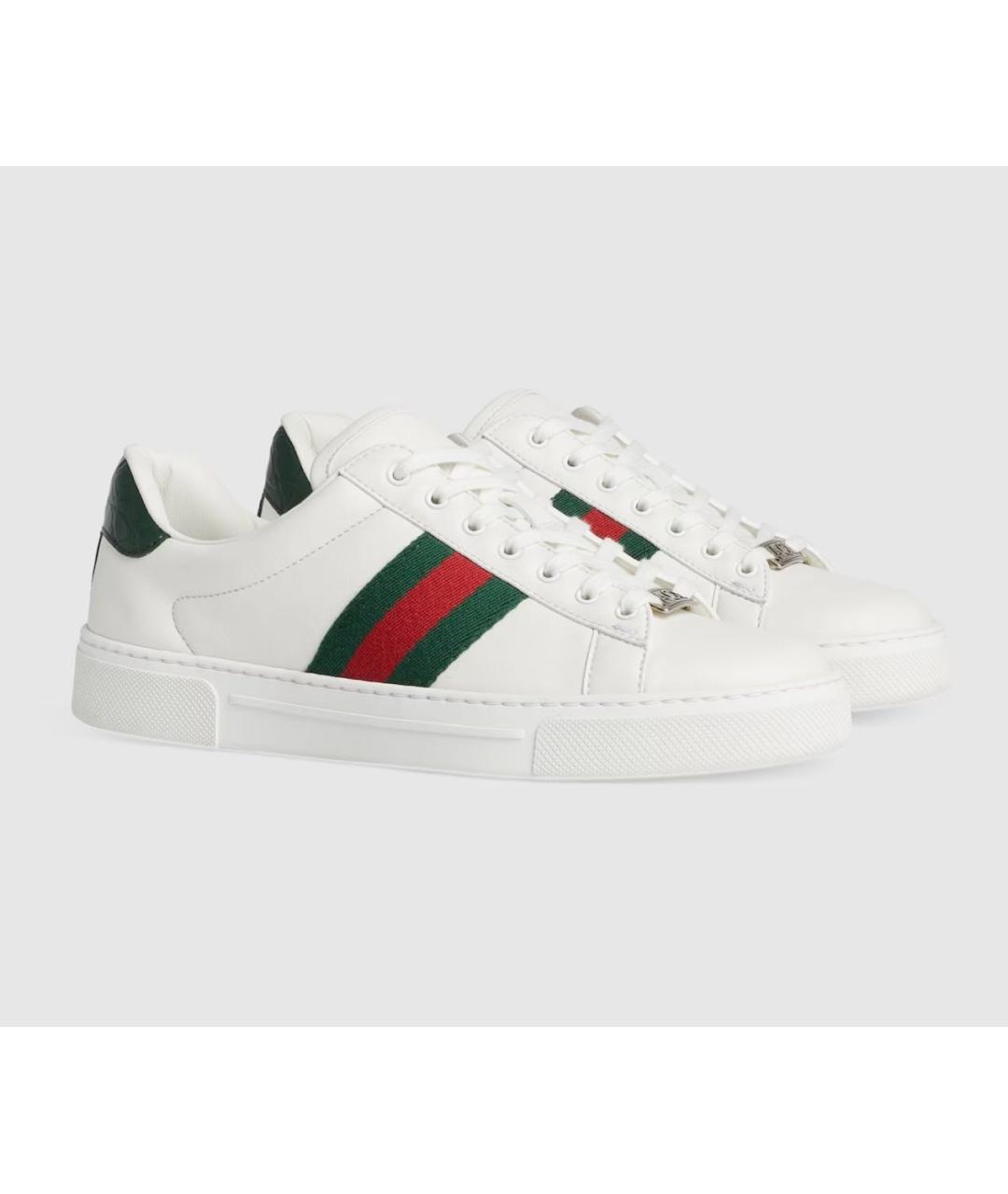 GUCCI Белые кожаные кеды, фото 2