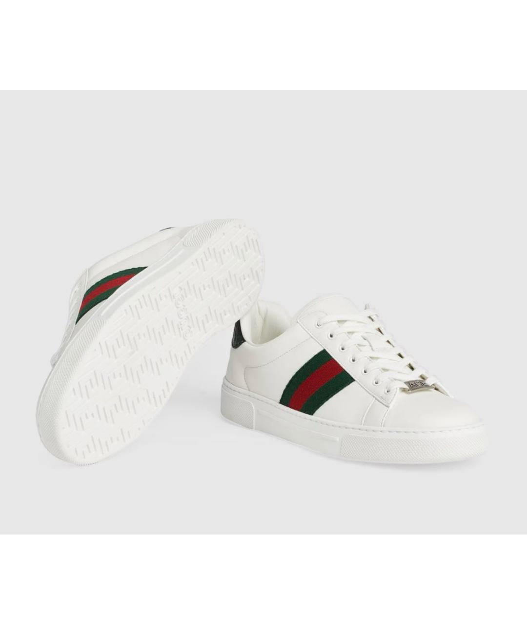GUCCI Белые кожаные кеды, фото 6