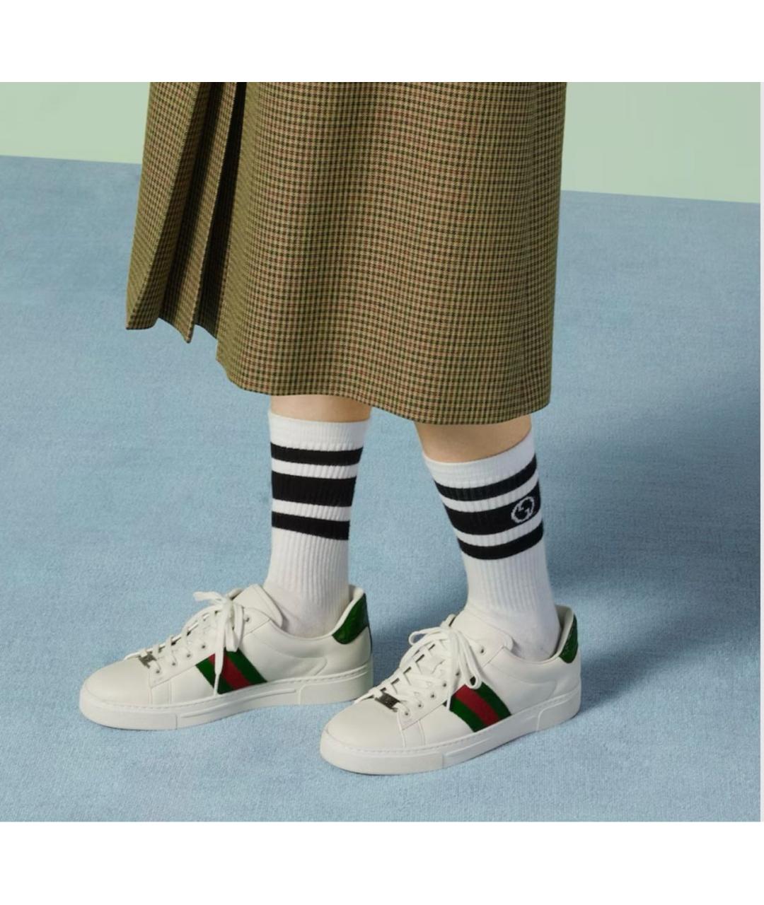 GUCCI Белые кожаные кеды, фото 3