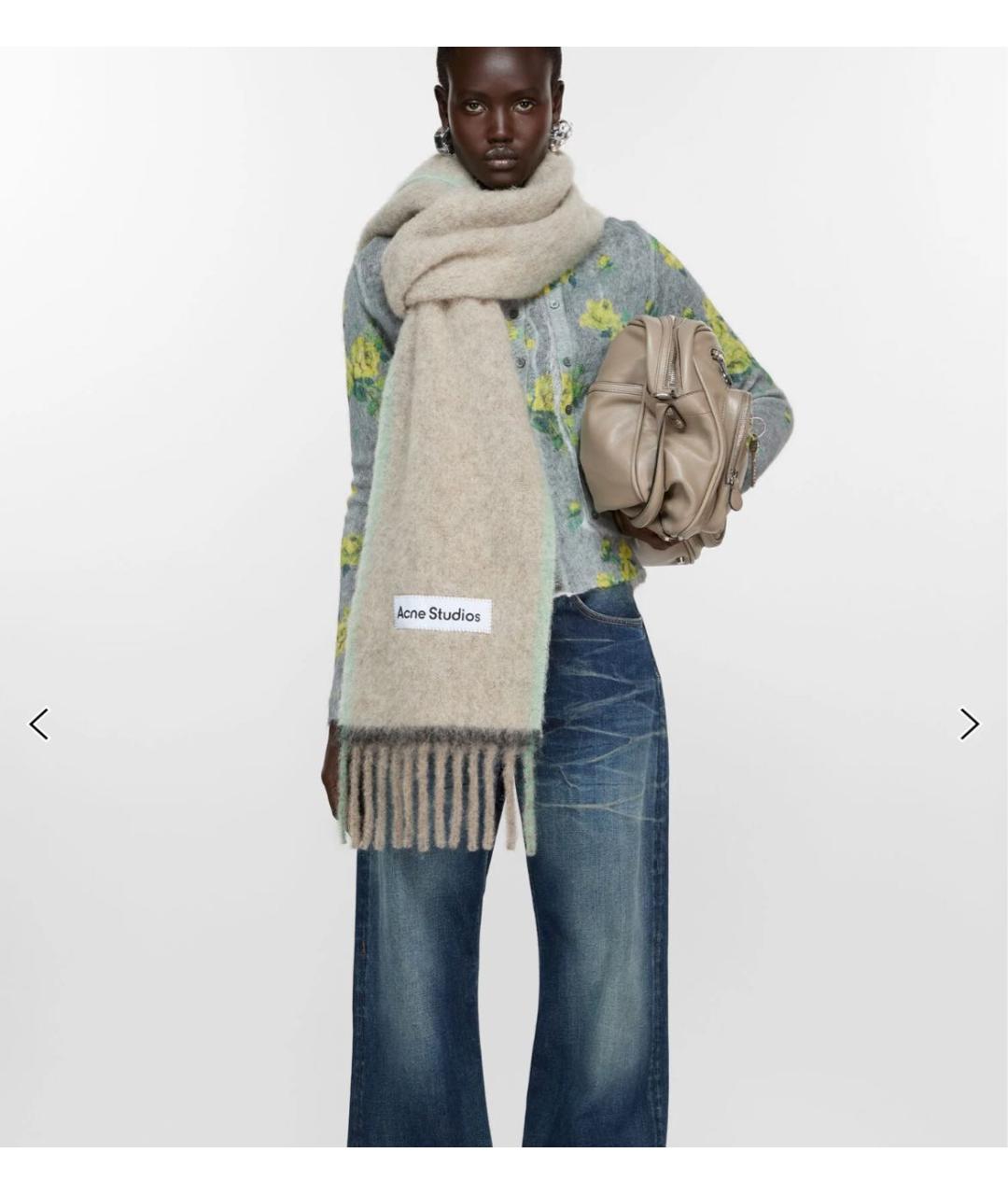 ACNE STUDIOS Бежевый шерстяной шарф, фото 4