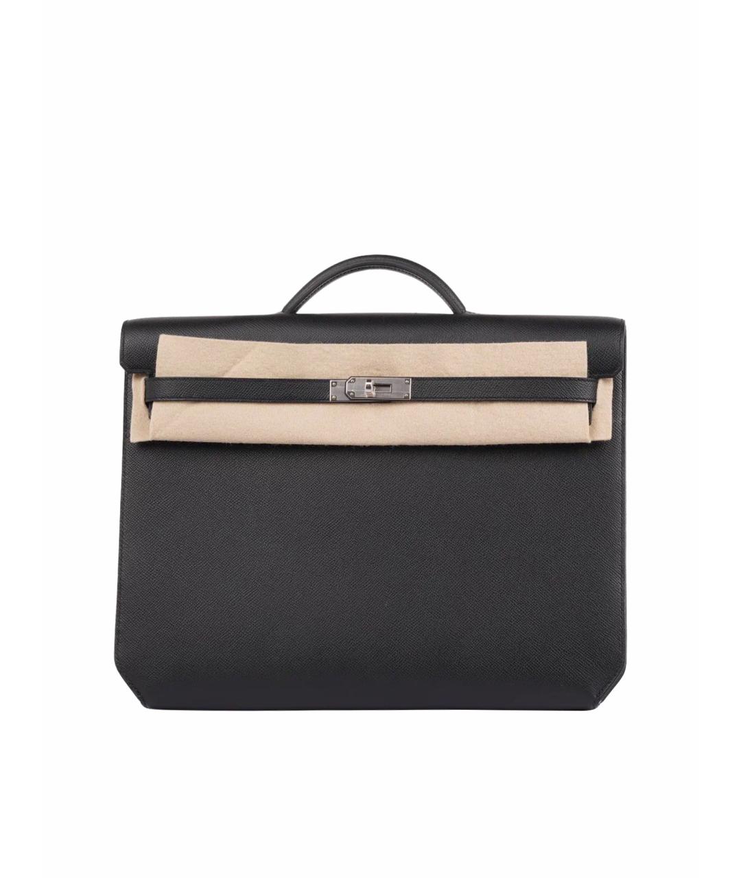 HERMES Черный кожаный портфель, фото 9