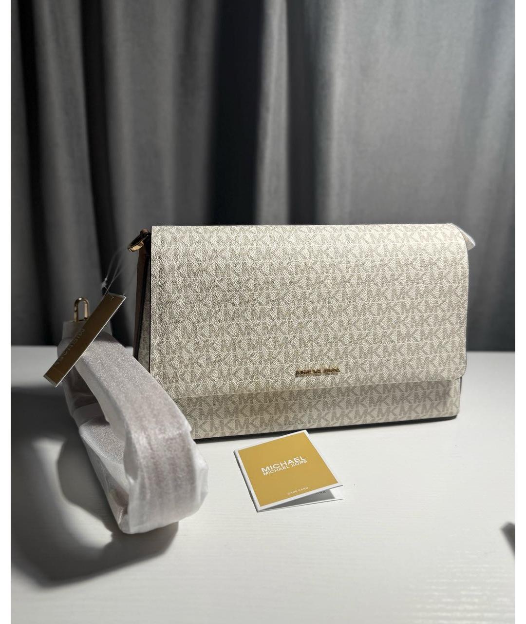 MICHAEL KORS Белая кожаная сумка через плечо, фото 4
