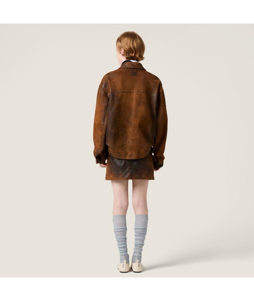 MIU MIU Коричневая замшевая юбка мини, фото 3