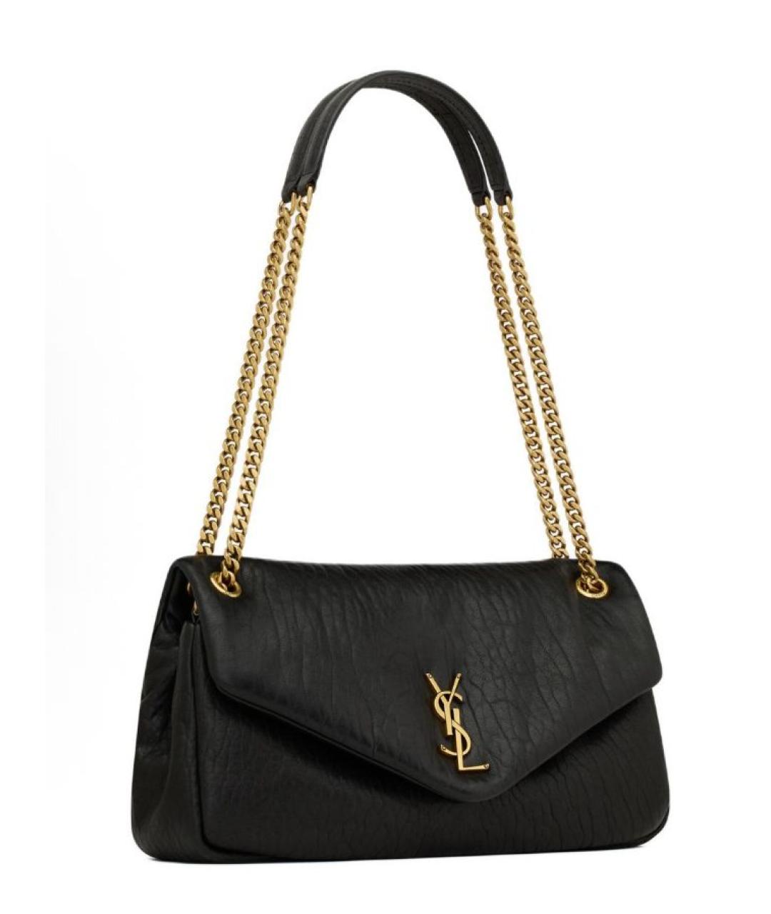 SAINT LAURENT Черная кожаная сумка через плечо, фото 2