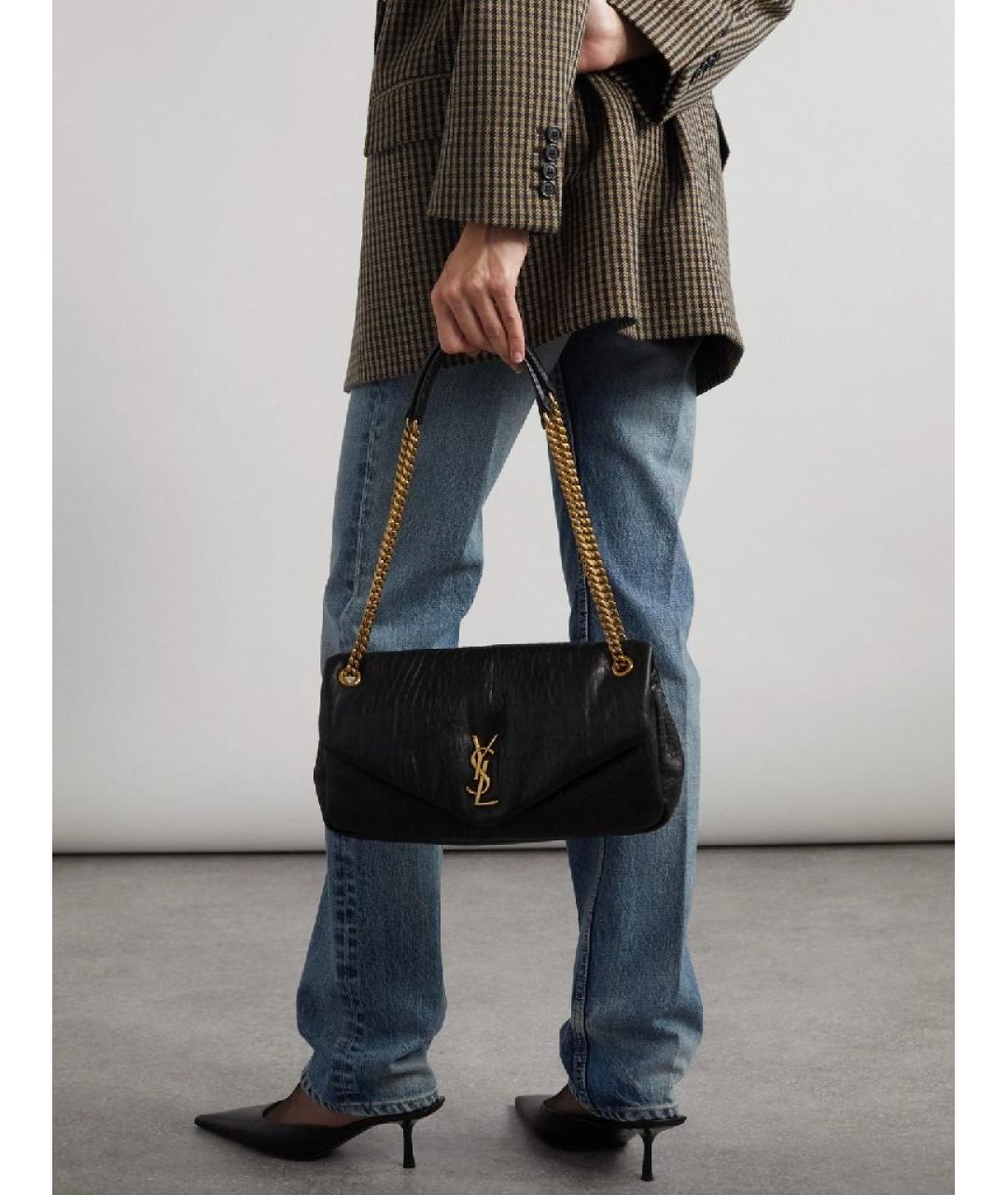 SAINT LAURENT Черная кожаная сумка через плечо, фото 6