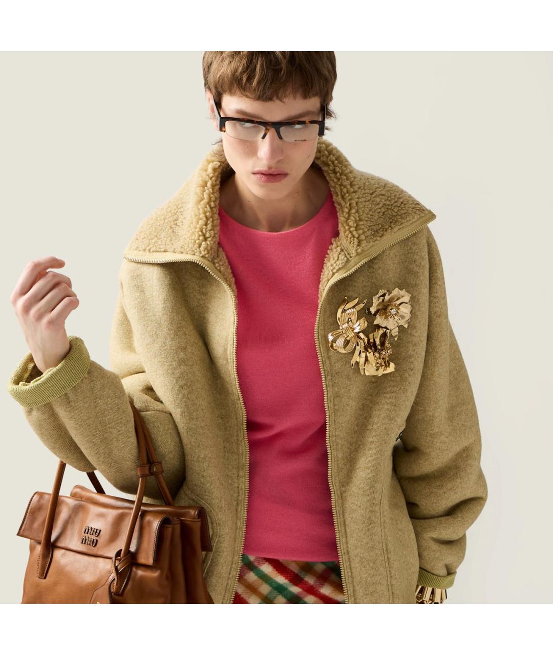 MIU MIU Зеленая полиэстеровая куртка, фото 6