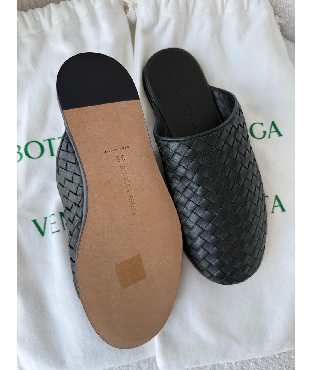 BOTTEGA VENETA Черные кожаные мюли, фото 4