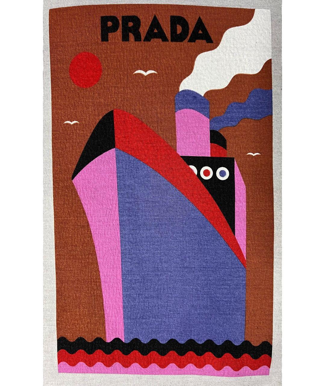 PRADA Серая хлопко-эластановая футболка, фото 5