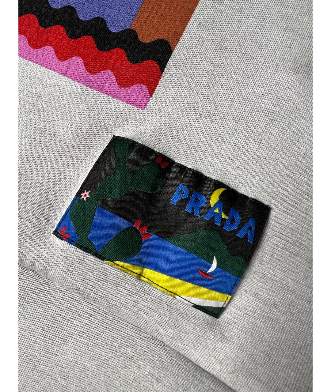 PRADA Серая хлопко-эластановая футболка, фото 4