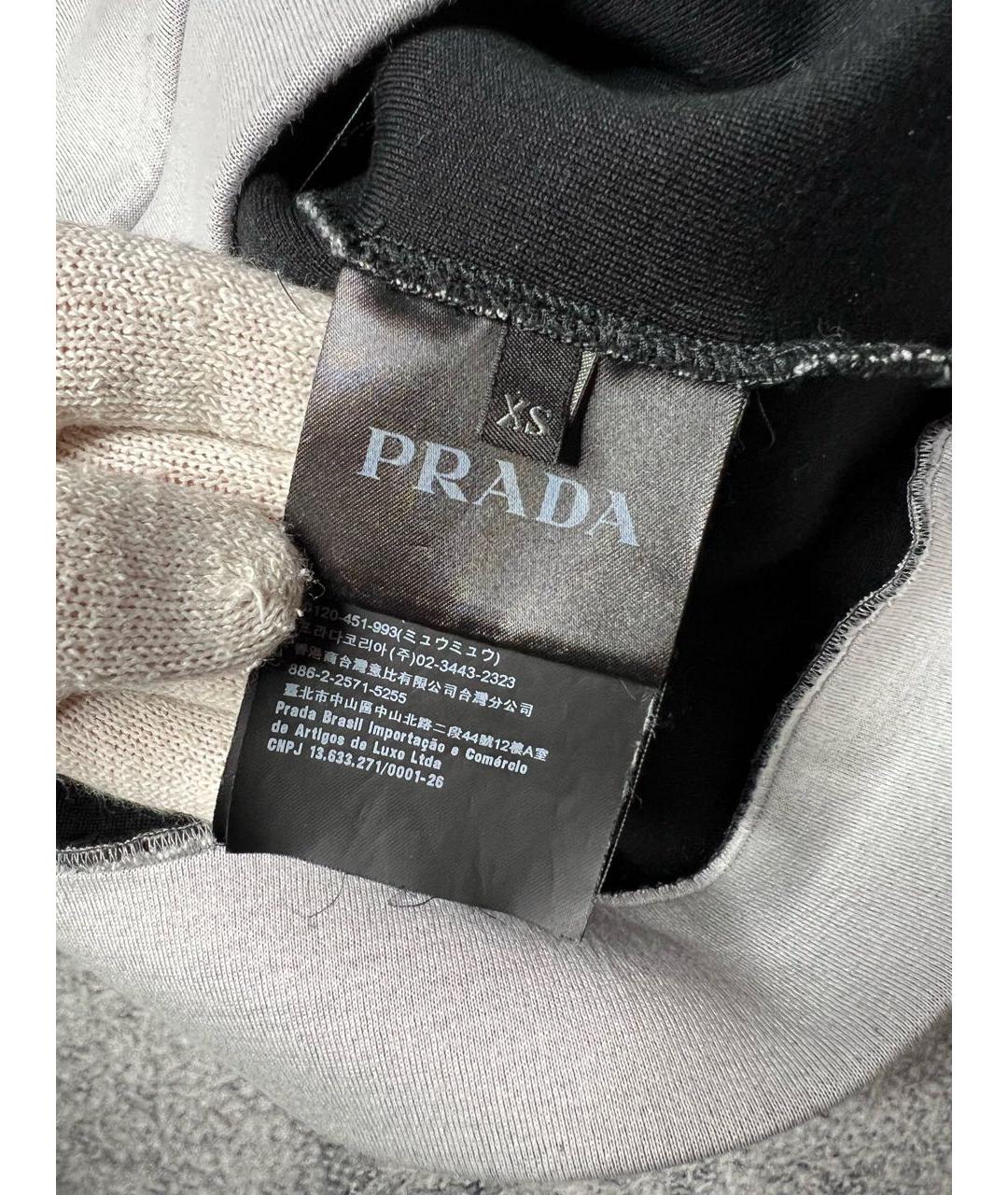 PRADA Серая хлопко-эластановая футболка, фото 7