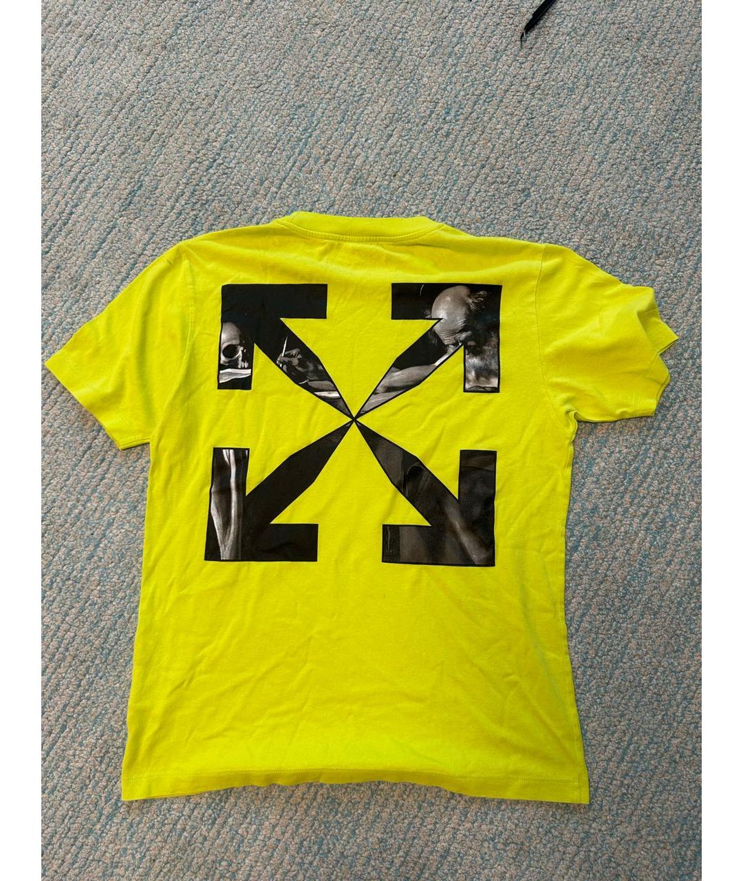 OFF-WHITE Желтая хлопковая футболка, фото 2