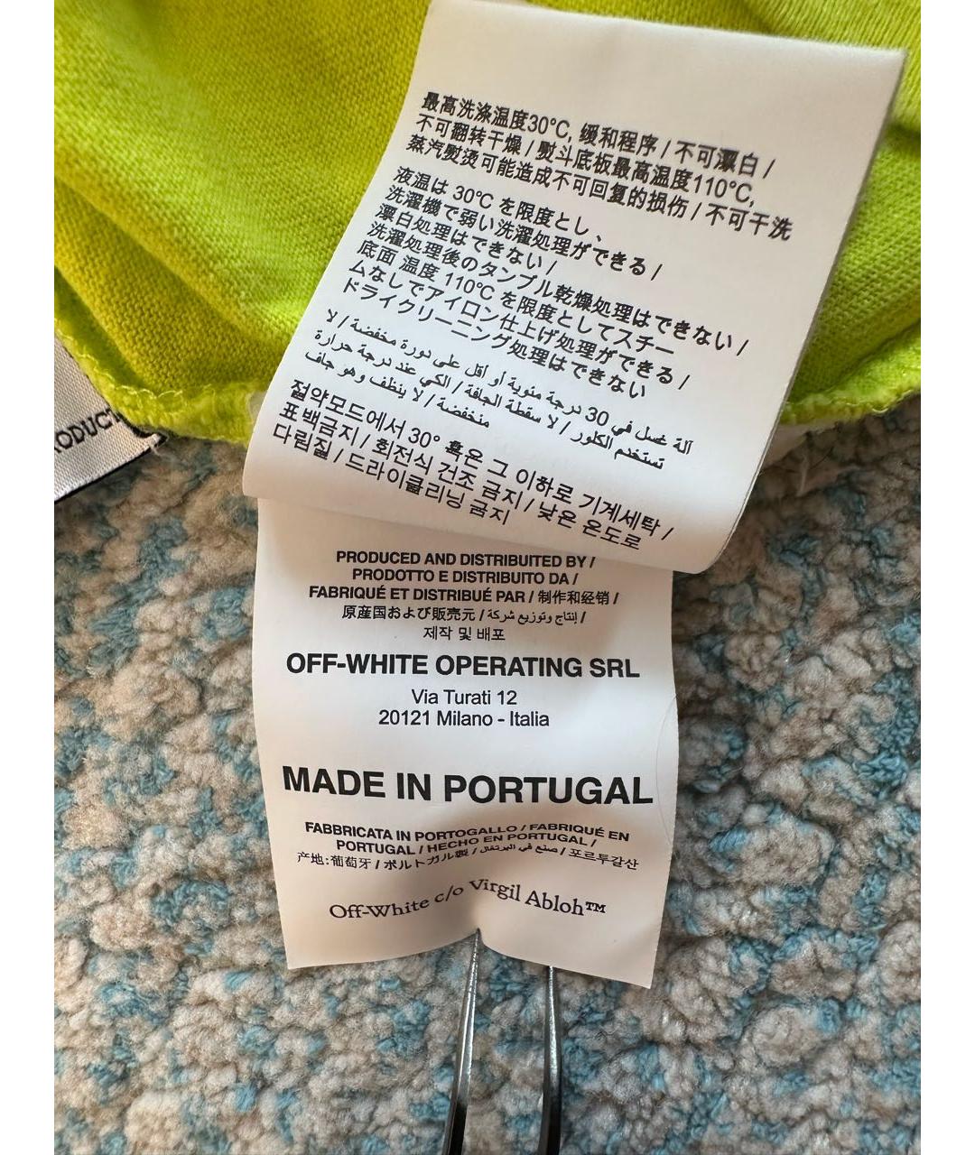 OFF-WHITE Желтая хлопковая футболка, фото 4
