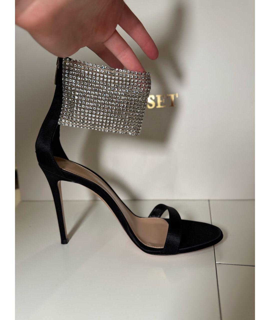 GIANVITO ROSSI Черные текстильные босоножки, фото 8