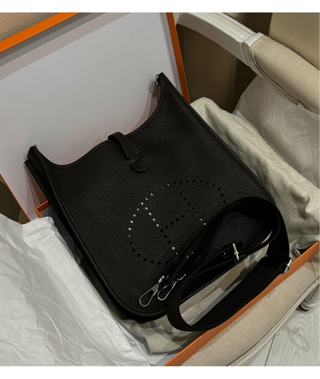 HERMES Коричневая кожаная сумка через плечо, фото 4