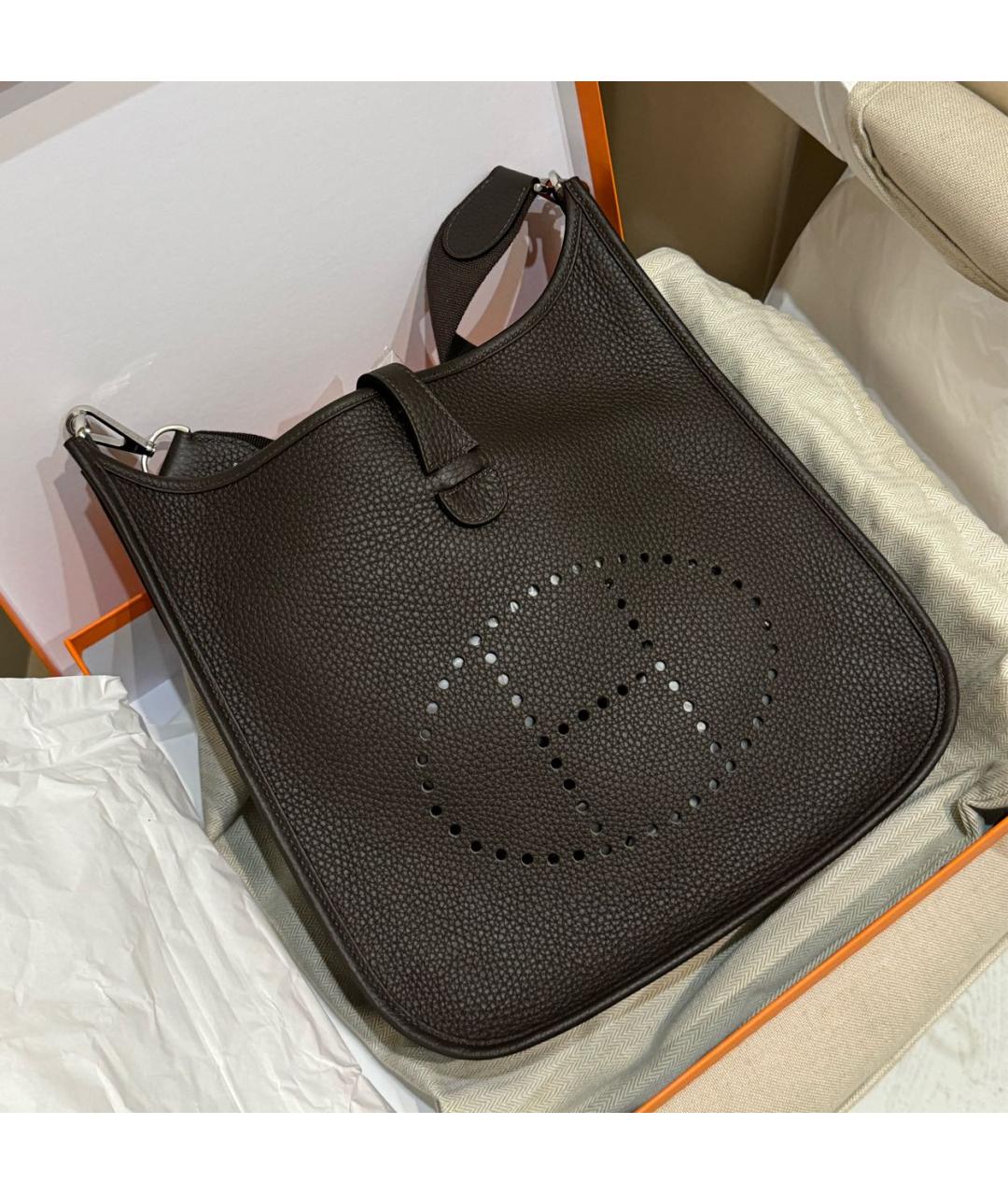 HERMES Коричневая кожаная сумка через плечо, фото 3