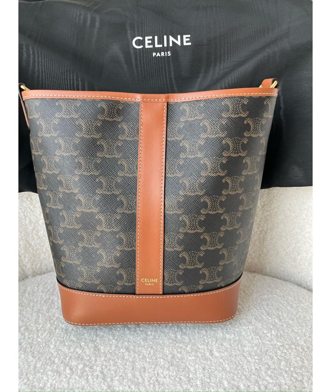 CELINE Коричневая кожаная сумка тоут, фото 2