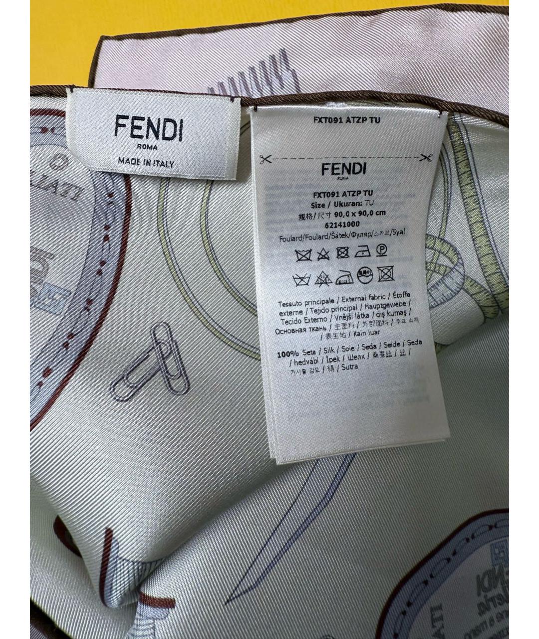 FENDI Мульти шелковый платок, фото 3