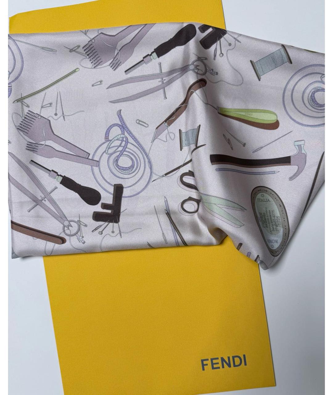 FENDI Мульти шелковый платок, фото 6