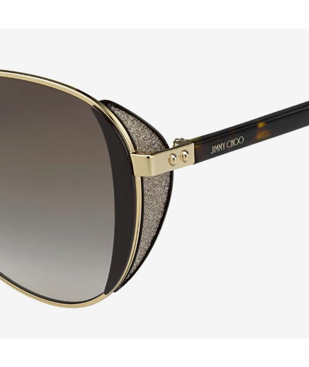 JIMMY CHOO Золотые металлические солнцезащитные очки, фото 3