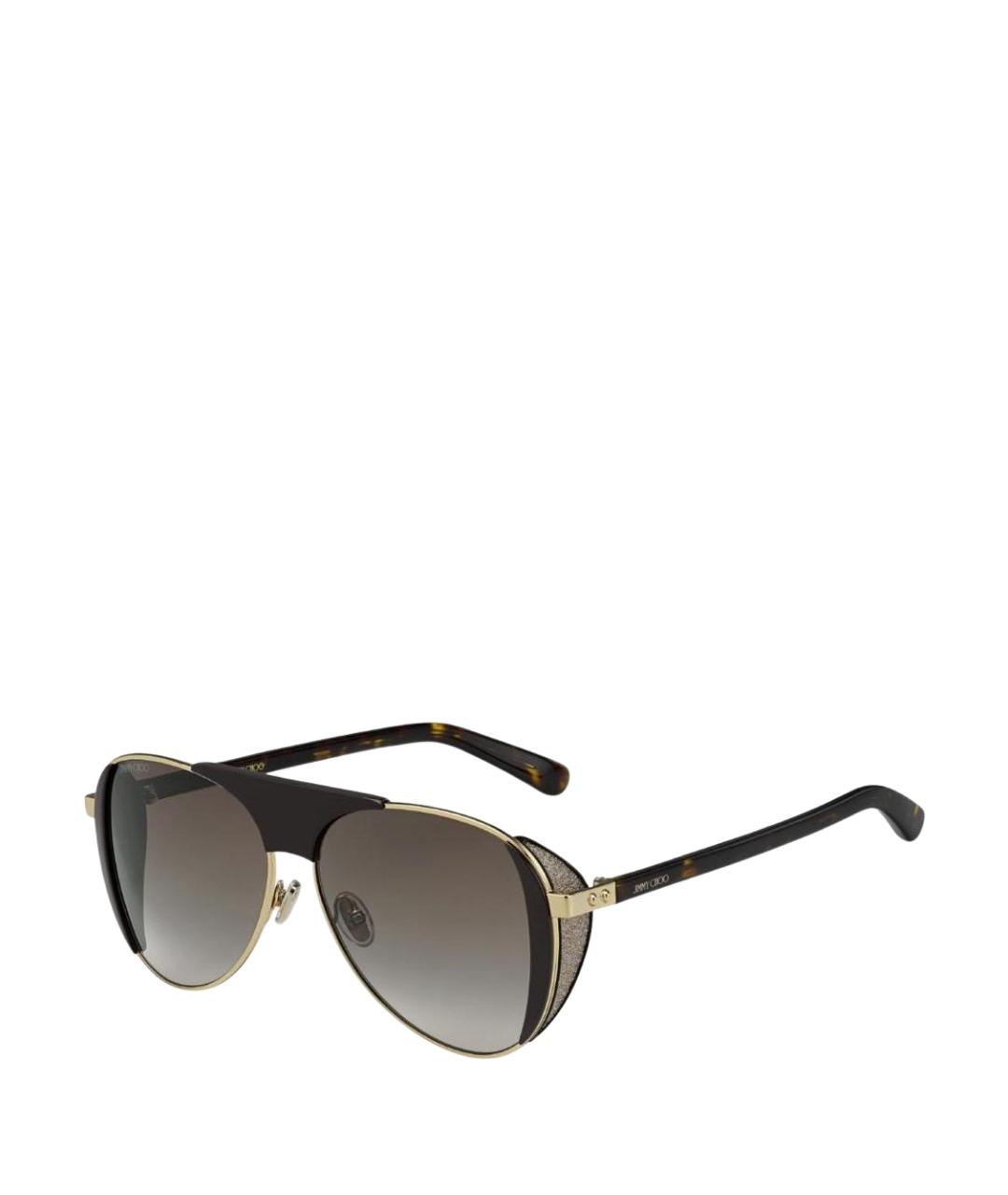 JIMMY CHOO Золотые металлические солнцезащитные очки, фото 1