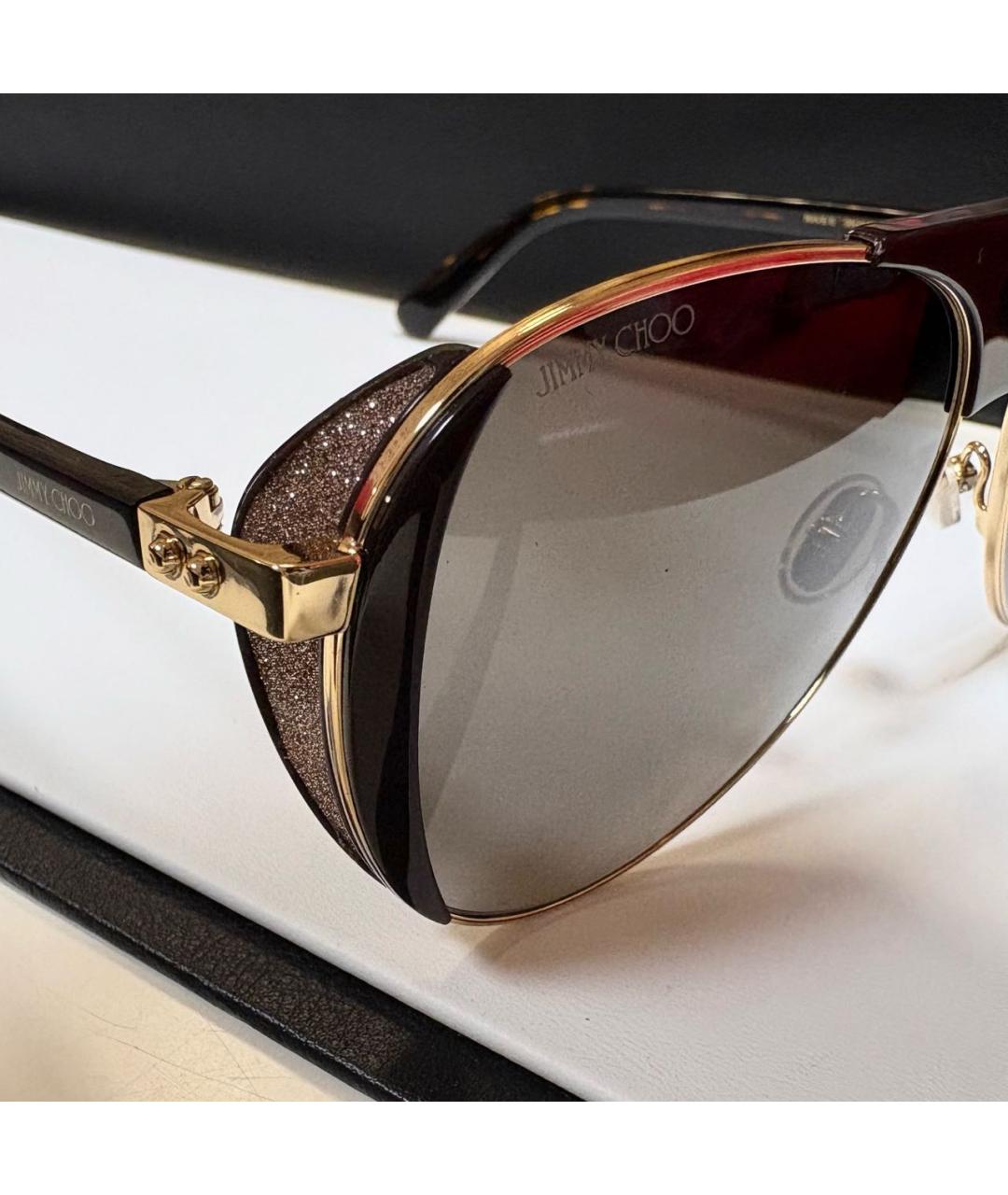 JIMMY CHOO Золотые металлические солнцезащитные очки, фото 5
