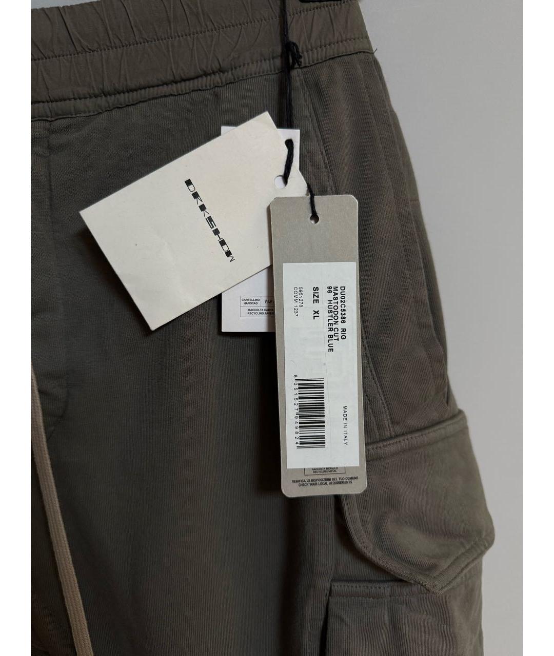 RICK OWENS DRKSHDW Серые хлопковые повседневные брюки, фото 5