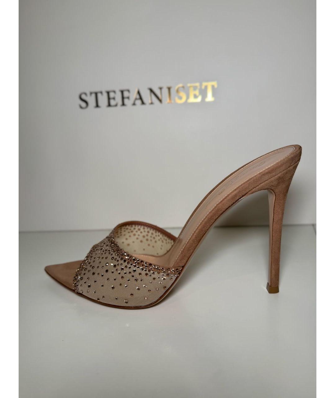 GIANVITO ROSSI Бежевые текстильные мюли, фото 9