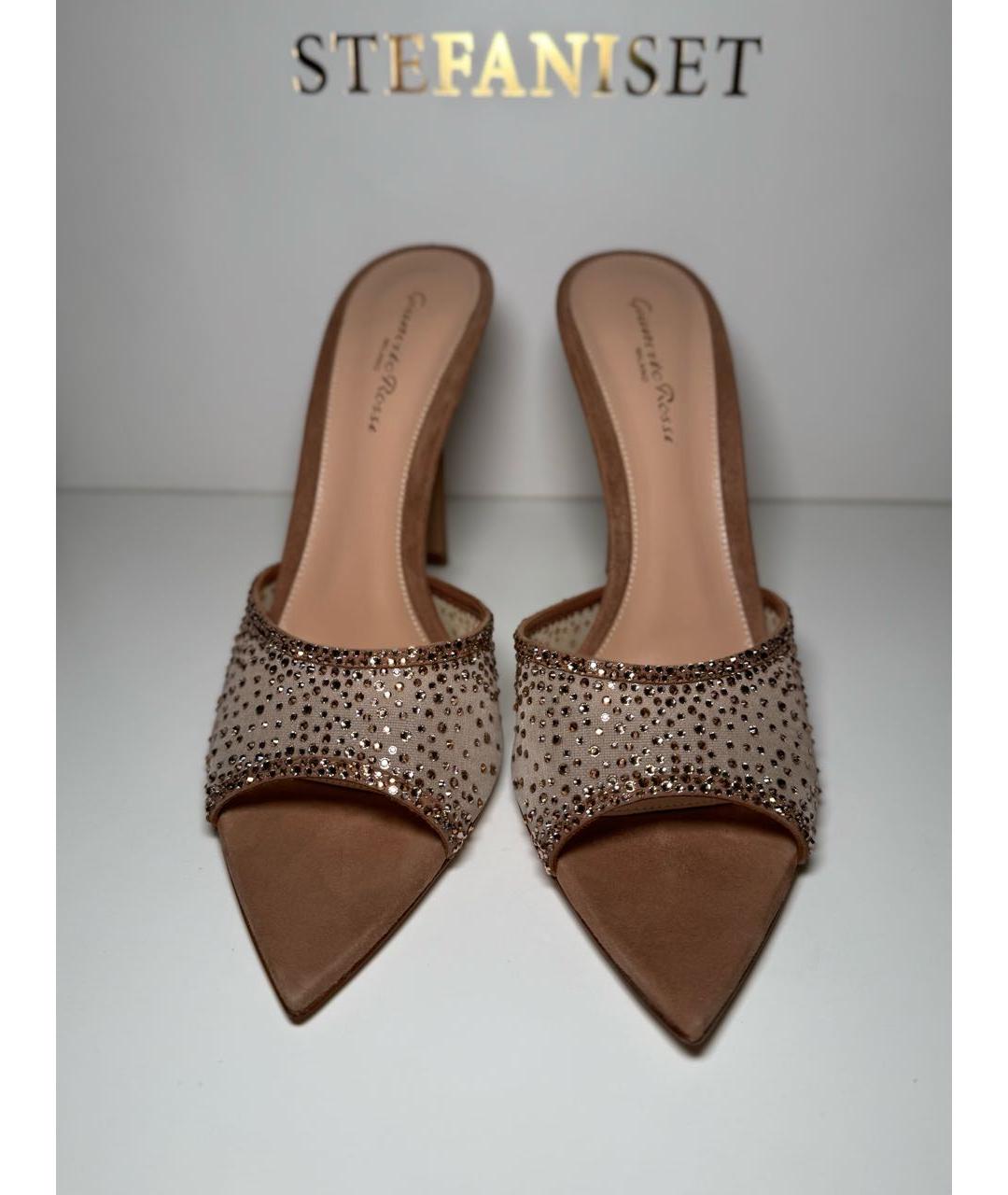 GIANVITO ROSSI Бежевые текстильные мюли, фото 2