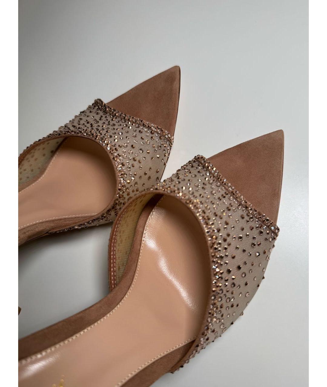 GIANVITO ROSSI Бежевые текстильные мюли, фото 6