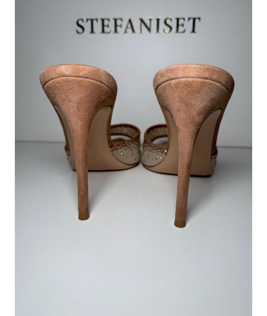 GIANVITO ROSSI Бежевые текстильные мюли, фото 4
