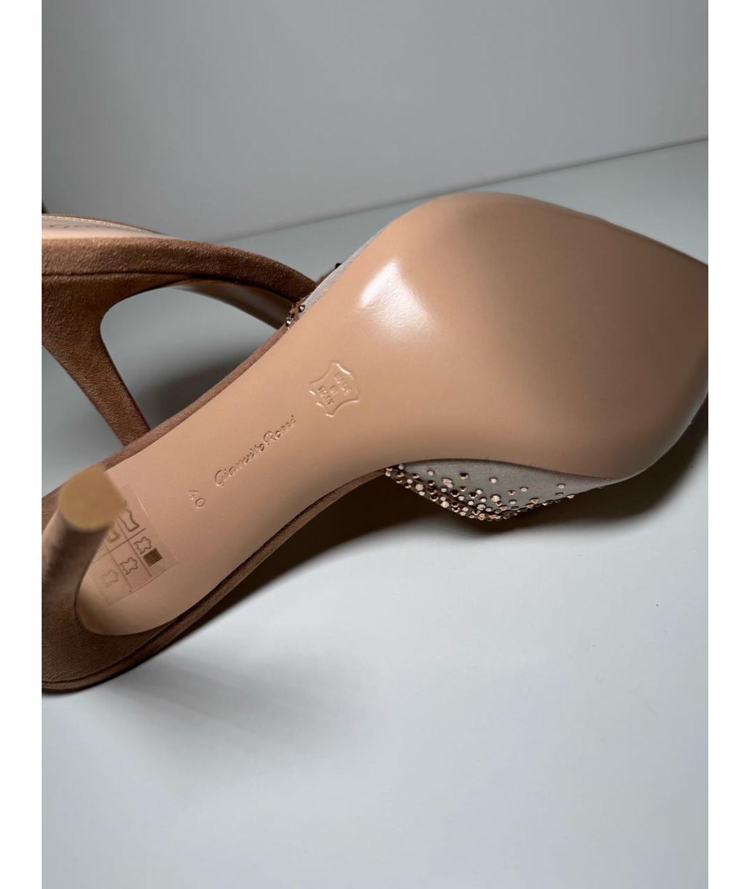 GIANVITO ROSSI Бежевые текстильные мюли, фото 8