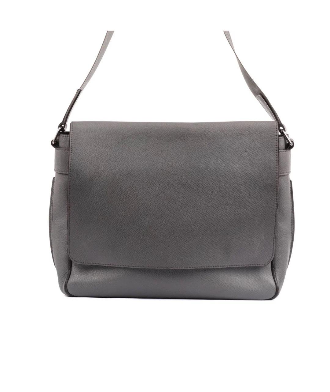 LOUIS VUITTON Серая кожаная сумка на плечо, фото 2