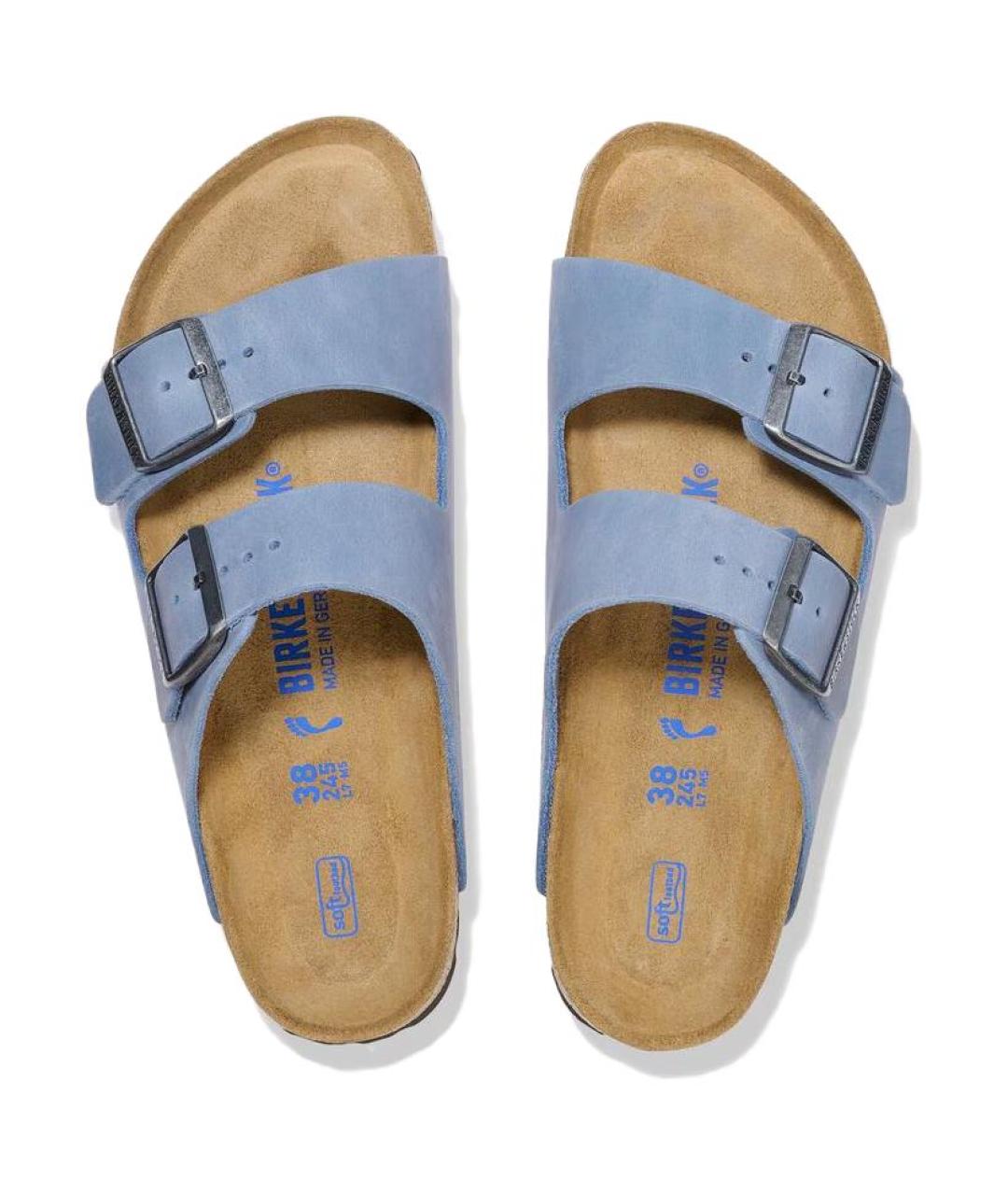 BIRKENSTOCK Голубые нубуковые сандалии, фото 4
