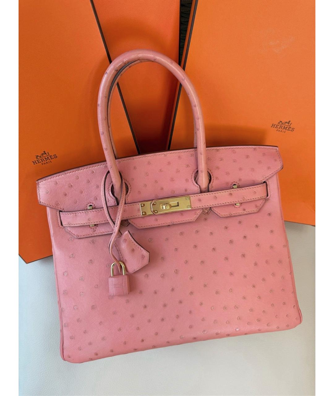 HERMES Розовая сумка тоут из экзотической кожи, фото 8