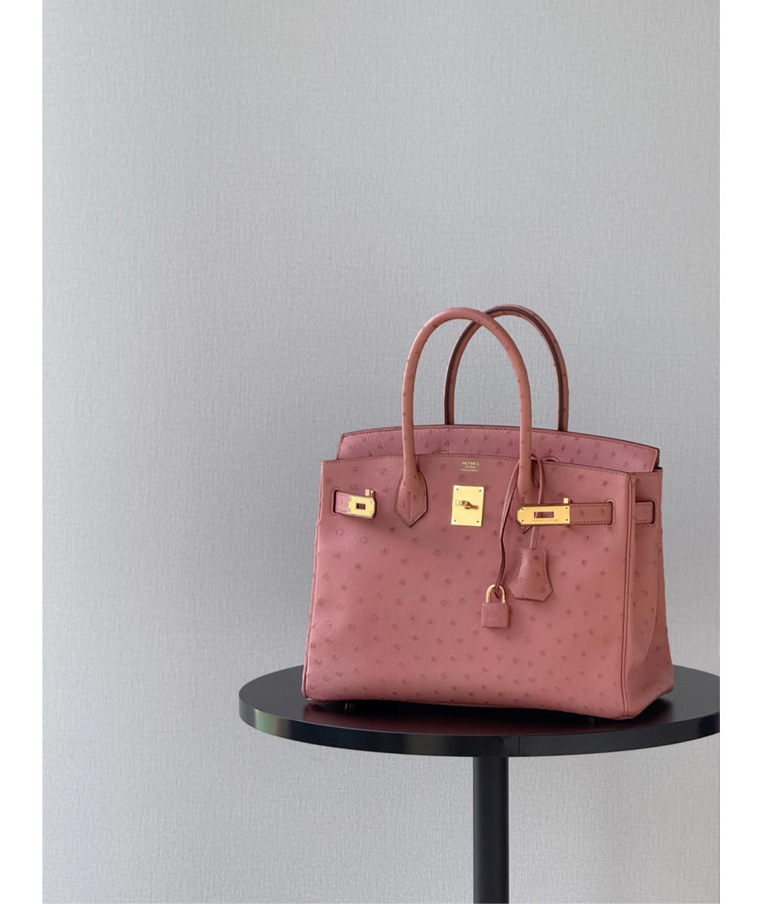 HERMES Розовая сумка тоут из экзотической кожи, фото 6