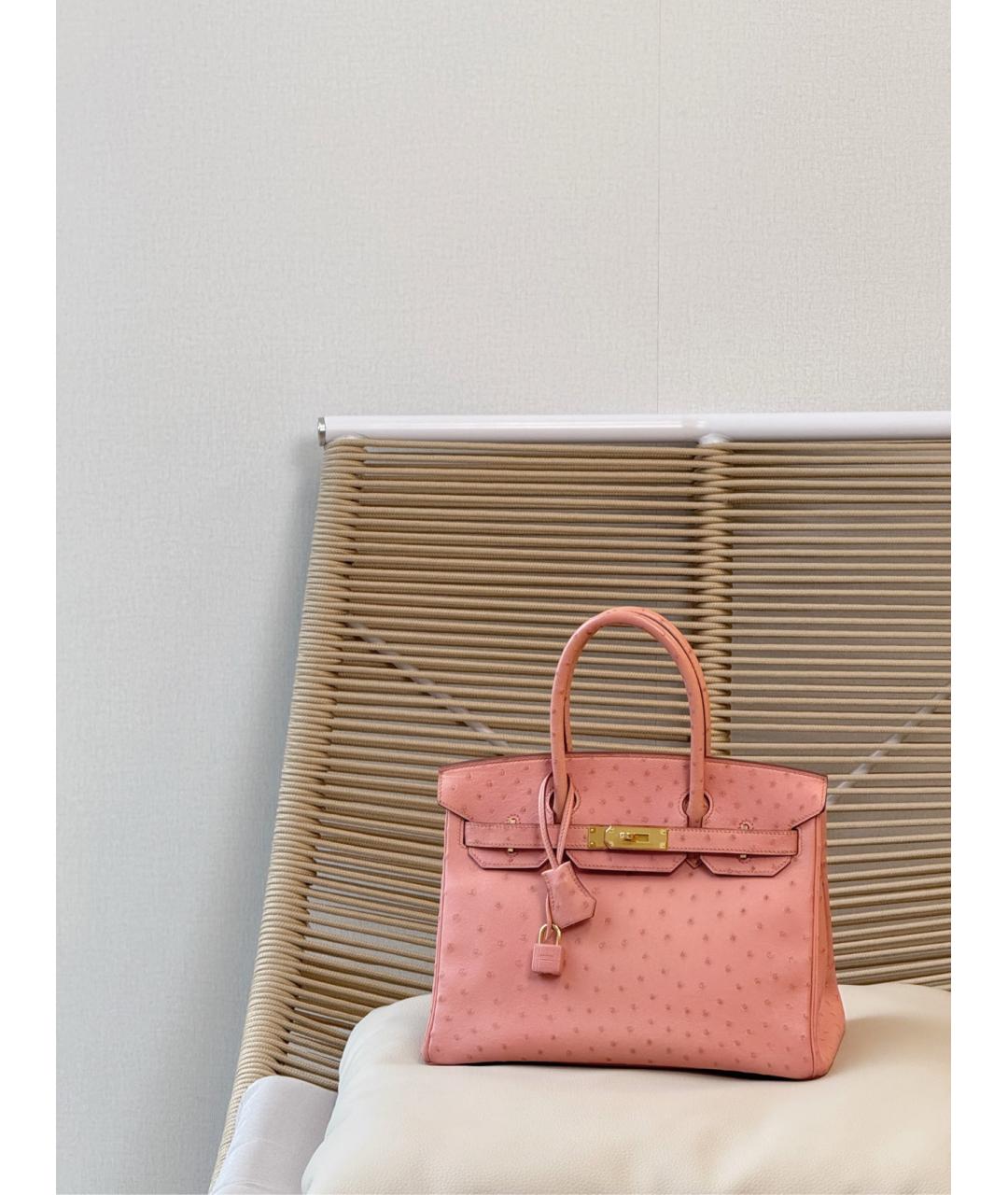 HERMES Розовая сумка тоут из экзотической кожи, фото 4