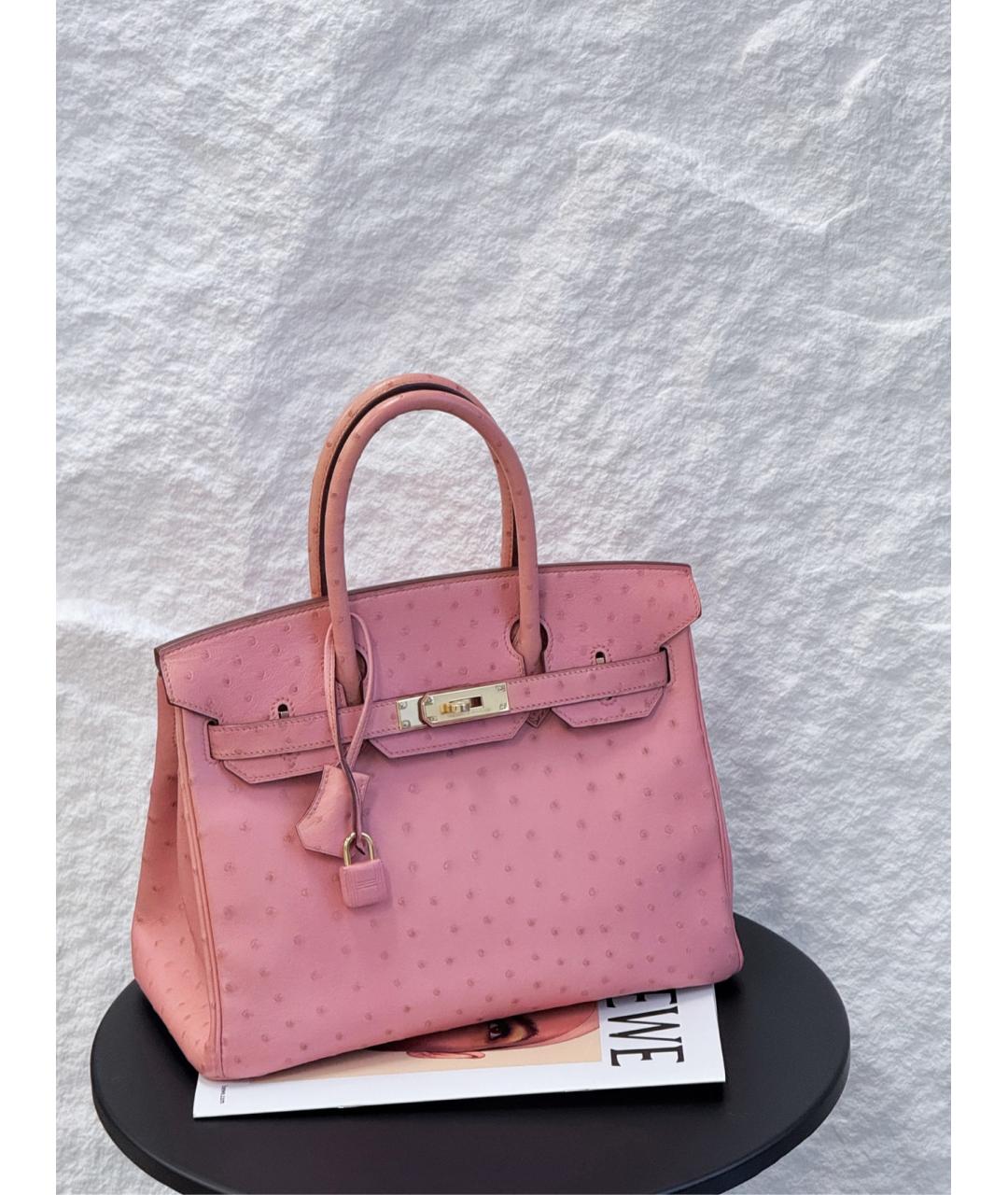 HERMES Розовая сумка тоут из экзотической кожи, фото 10
