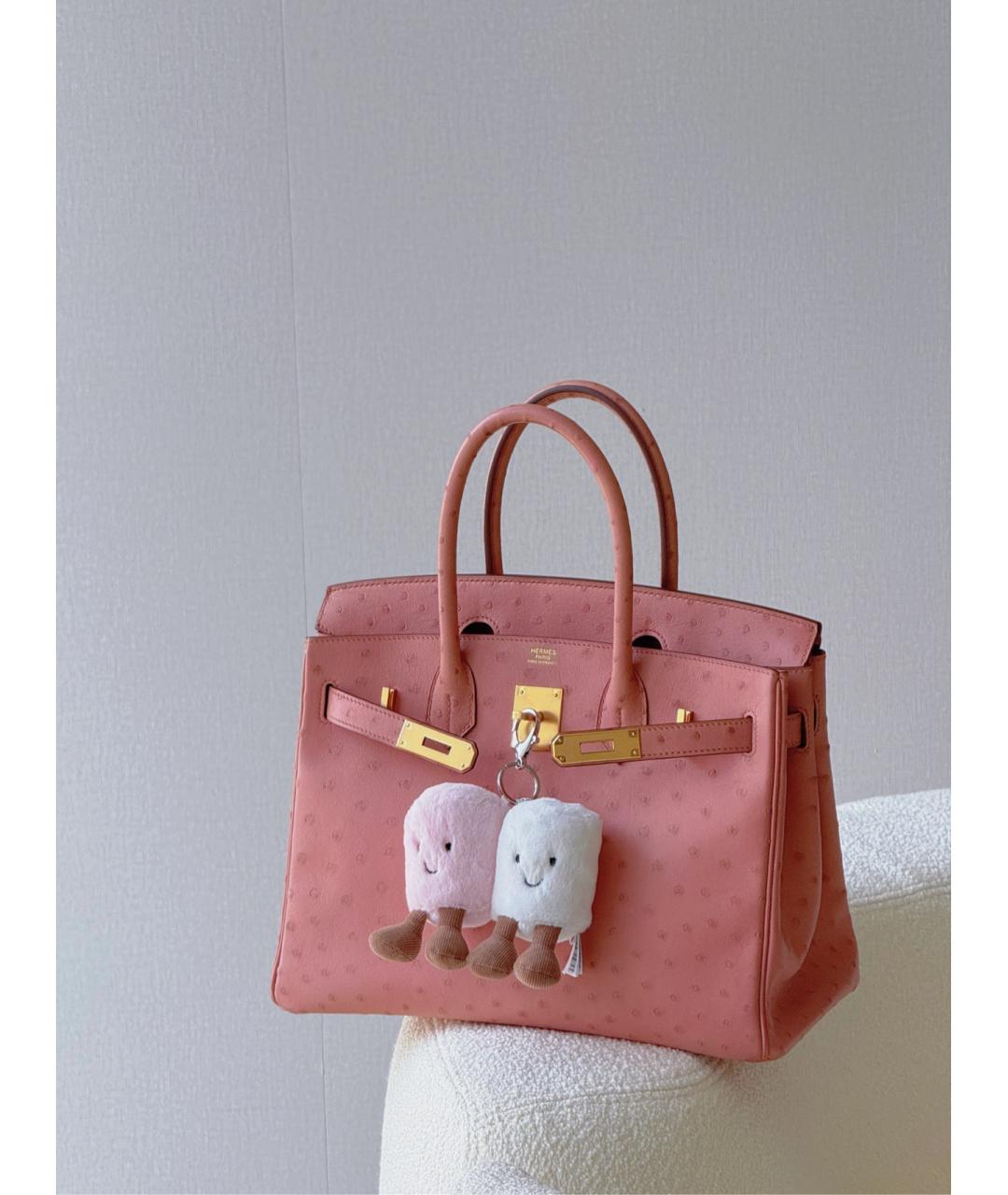 HERMES Розовая сумка тоут из экзотической кожи, фото 7