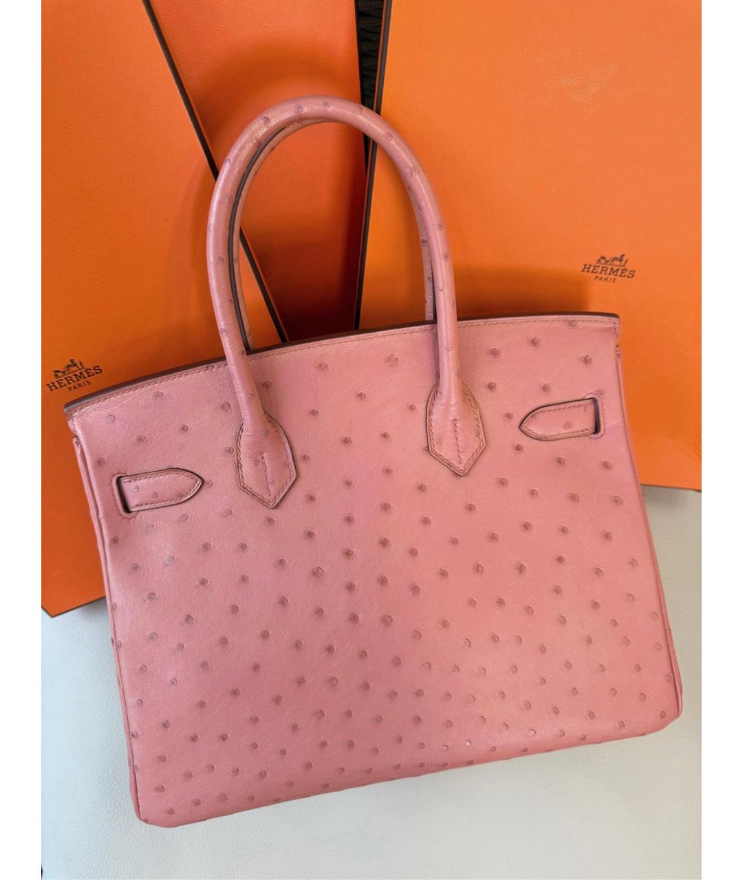 HERMES Розовая сумка тоут из экзотической кожи, фото 9