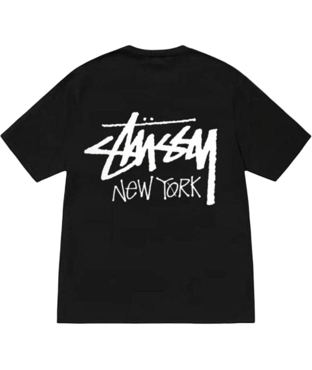STUSSY Черная хлопковая футболка, фото 2